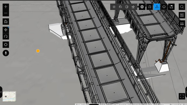 Ein 3D Modell der Siemensbahn in Berlin, das mit CAD erstellt wurde und nach GeoBIM dargestellt wird.